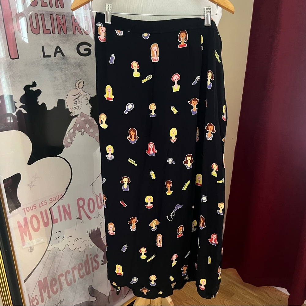 David Dart Woman: All Over Print Hair Stylist Skirt Black Multicolored AOP SZ 3X